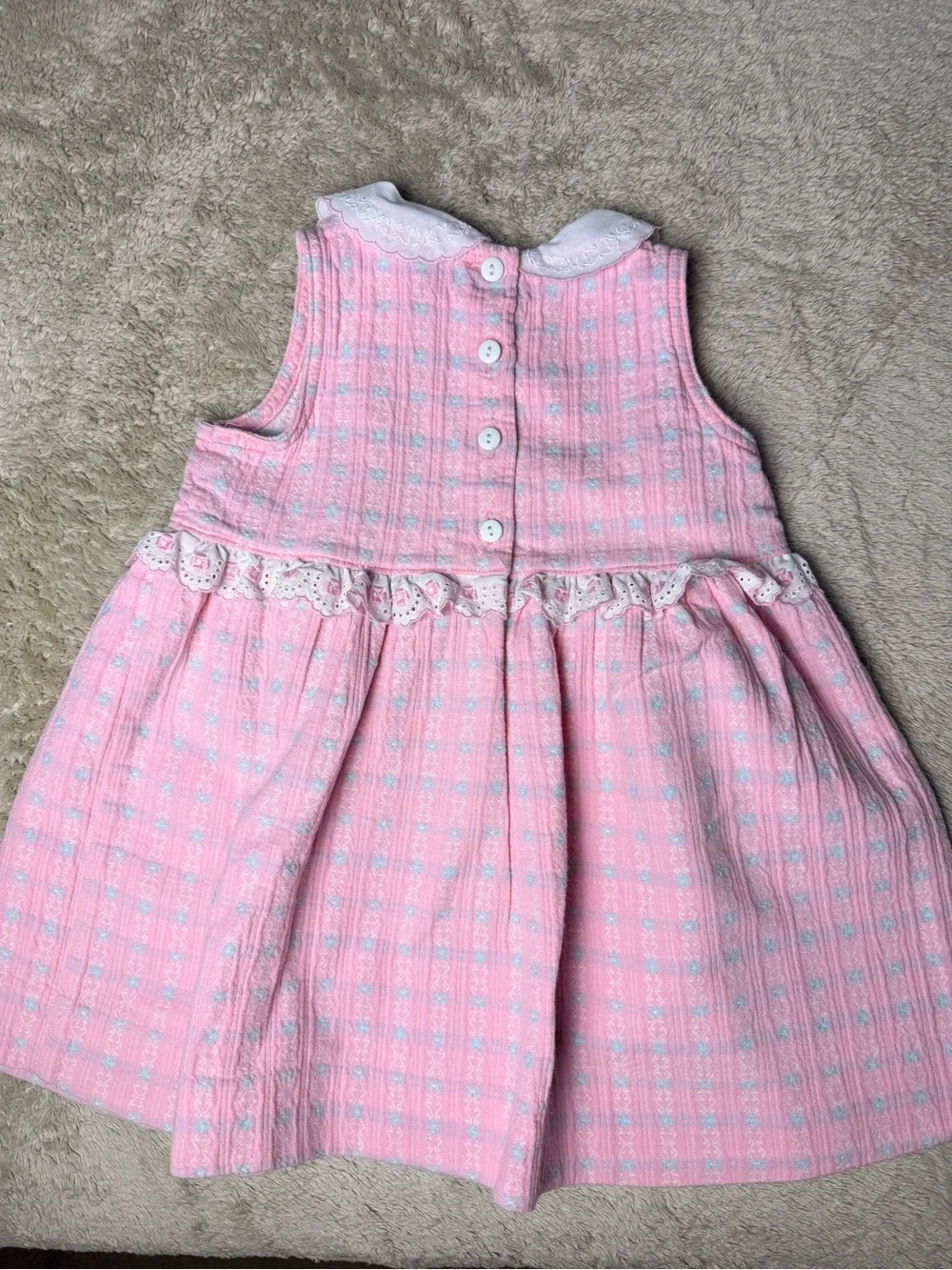 Vintage OshKosh B’gosh Pink Peter Pan Collar Dress Girls 4T Made In USA Rare
